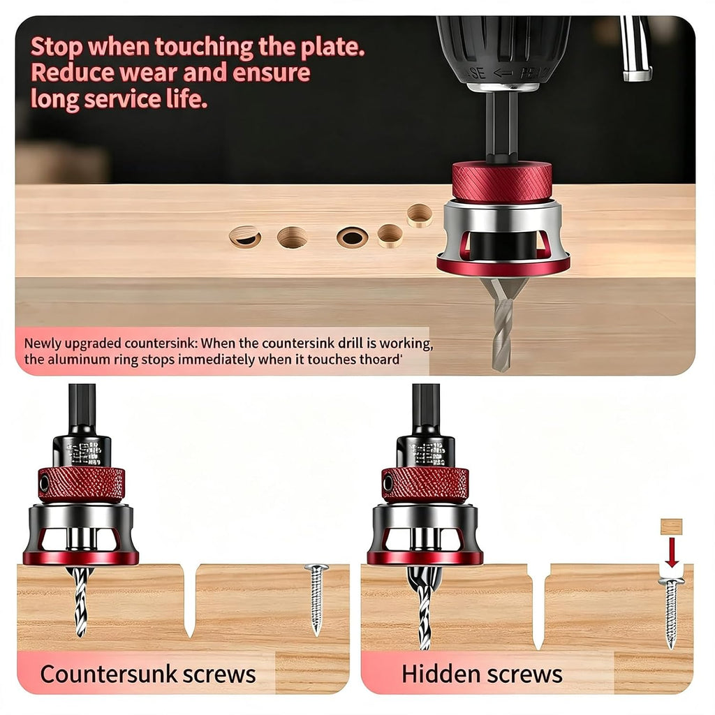 9 PCS Countersink Drill Bit Set, DIY Woodworking Drill Bits