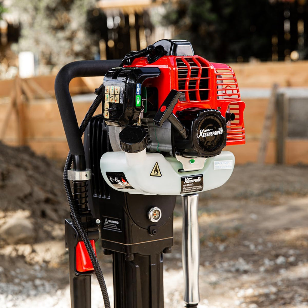 52cc Gas Fence Post Driver, Heavy-Duty 2-Stroke Gasoline T-Post Driver with Carrying Case, Portable Pile Driver for