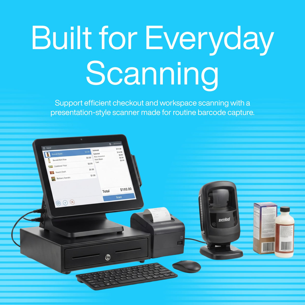 DS9208 Zebra Symbol 1D/2D Hands-Free Barcode Scanner, USB Cable Included