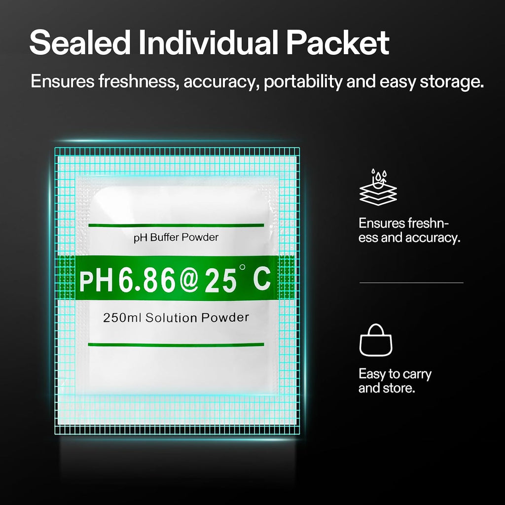 VIVOSUN 18-Pack pH Meter Buffer Solution Powder, pH 6.86/4.00/9.18, pH Buffer Powder for Precise and Easy pH Tester Calibration
