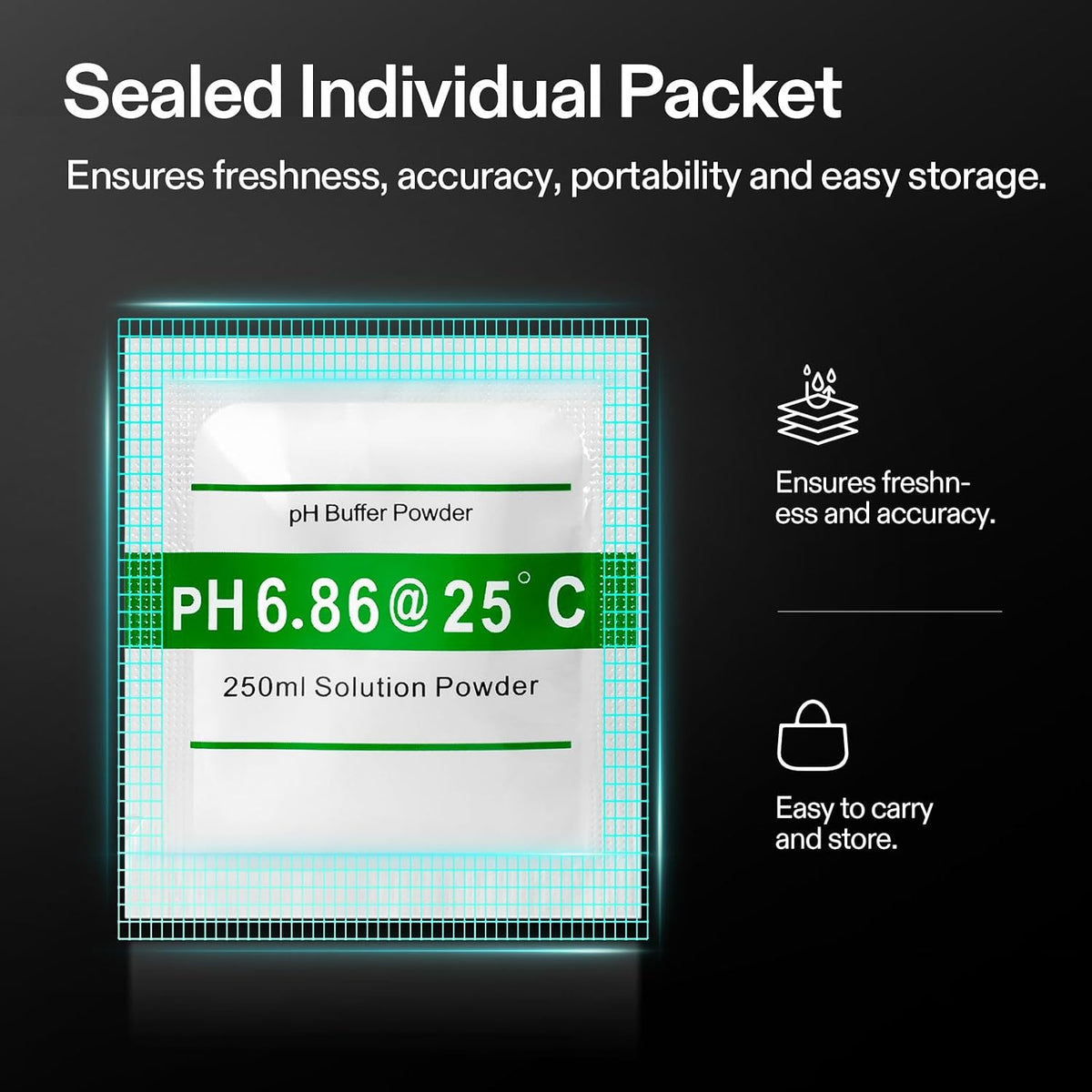 VIVOSUN 18-Pack pH Meter Buffer Solution Powder, pH 6.86/4.00/9.18, pH Buffer Powder for Precise and Easy pH Tester Calibration