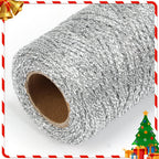 328ft 1mm Metallic Silver Twine for Gift Wrapping