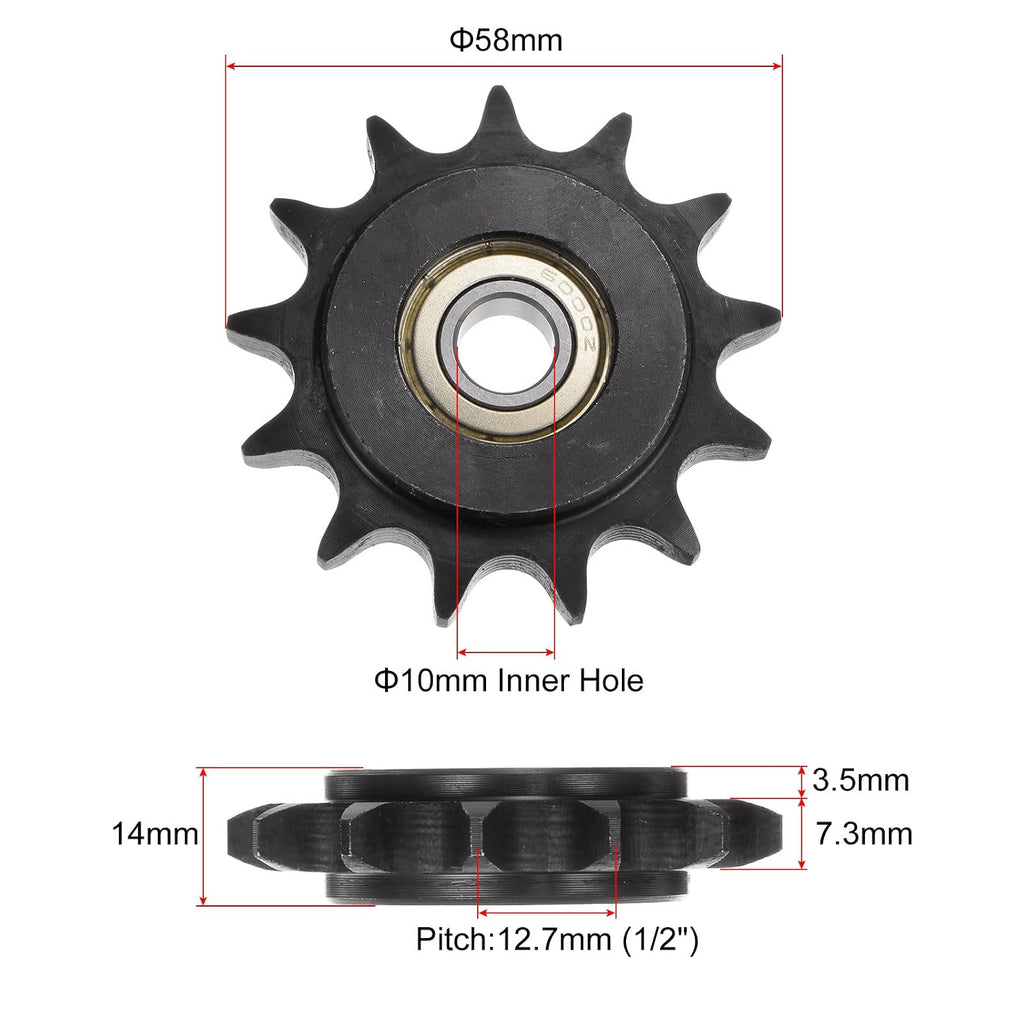 uxcell 2pcs DIN(ISO) 08B Roller Chain Idler Sprocket 10mm Bore 1/2" Pitch
