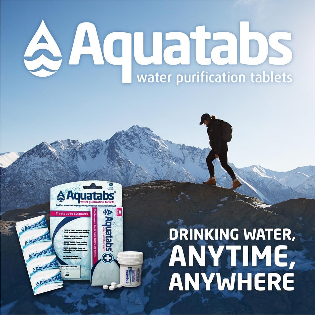 49mg Water Purification Tablets (30 Pack). Portable Water Purifier for Camping Essentials, Lightweight Camping Gear