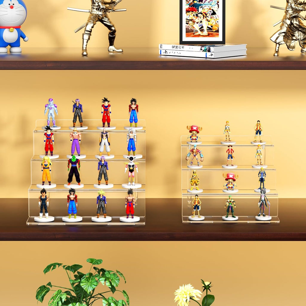 4 Tier Acrylic Riser Display Stands Shelf for Amiibo Funko,9" 1 Pack | Clear Risers Display Shelves Stand for