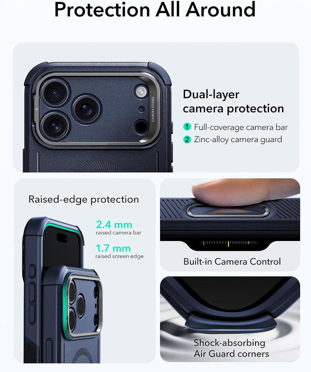 for iPhone 17 Pro Max Phone Case with Stand, 23ft Military-Grade Drop Protection with Camera Control, Shock-Absorbing