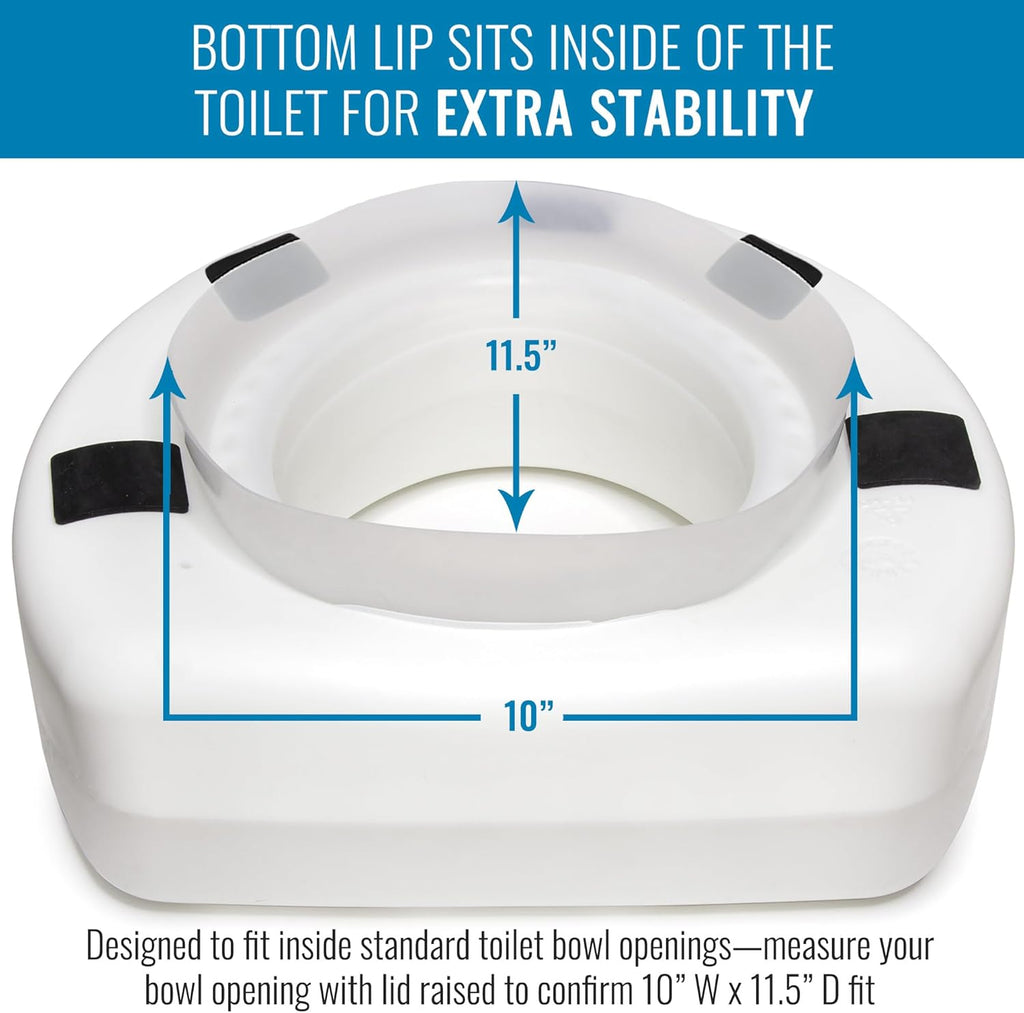 Enhanced Comfort 5" Raised (Round) Toilet Seat Risers for Seniors 5 Slip Resistant Pads FSA/HSA Eligible Padded