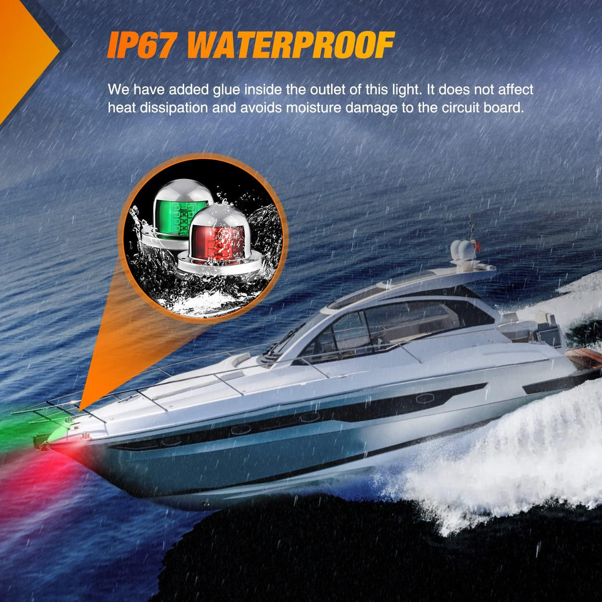 Nilight Marine Boat Navigation Light 2PCS 8LED Red Green Bow Lights