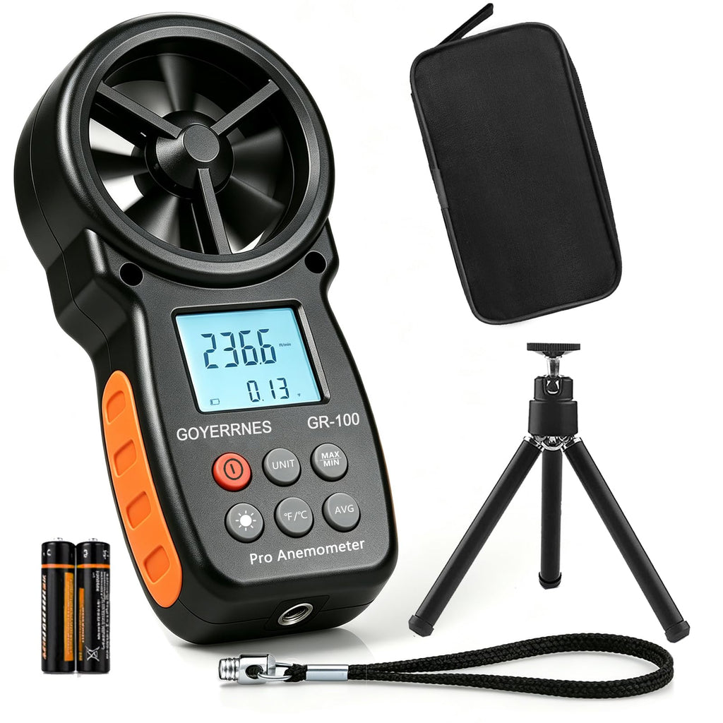 GOYERRNES Handheld Anemometer with Tripod, Digital Wind Speed CFM Meter