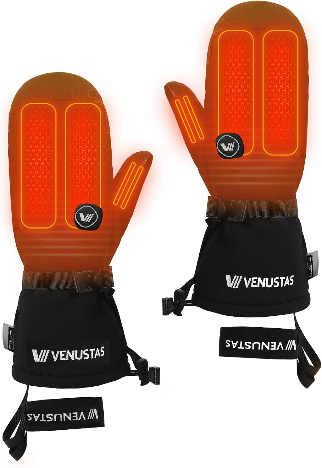 Heated Mittens for Men & Women, 14H Battery Gloves with Smart Temperature Control, Waterproof Leather Ski Gloves