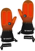 Heated Mittens for Men & Women, 14H Battery Gloves with Smart Temperature Control, Waterproof Leather Ski Gloves