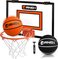 Over the Door Mini Basketball Hoop: 18x12 Shatterproof Backboard, 2 Mini Basketballs, and Hand Pump Included