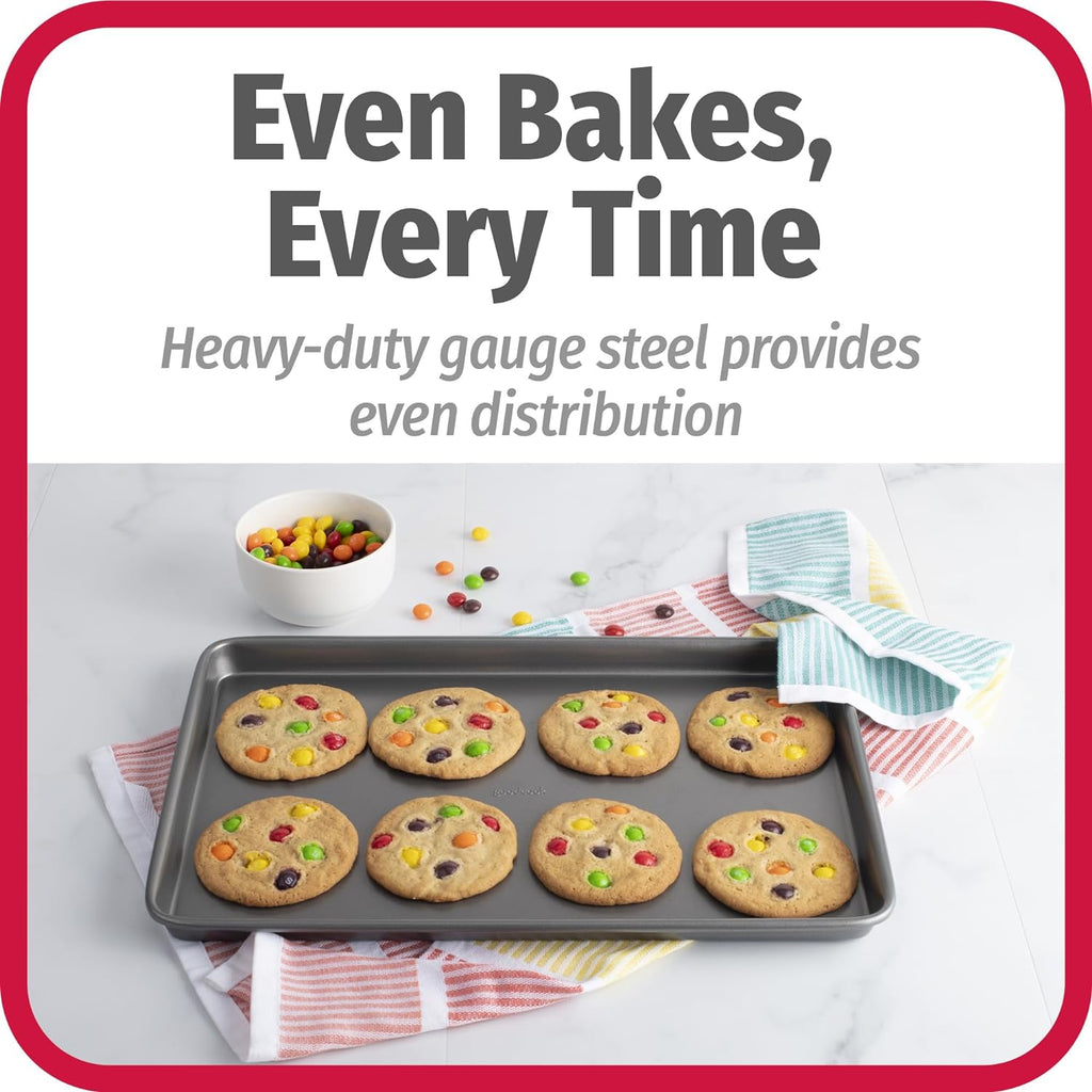 Everyday Nonstick Baking Sheet Set, 3 Pack Includes Small (13×9) Medium (15×1) and Large (17×11) Pans Carbon Steel
