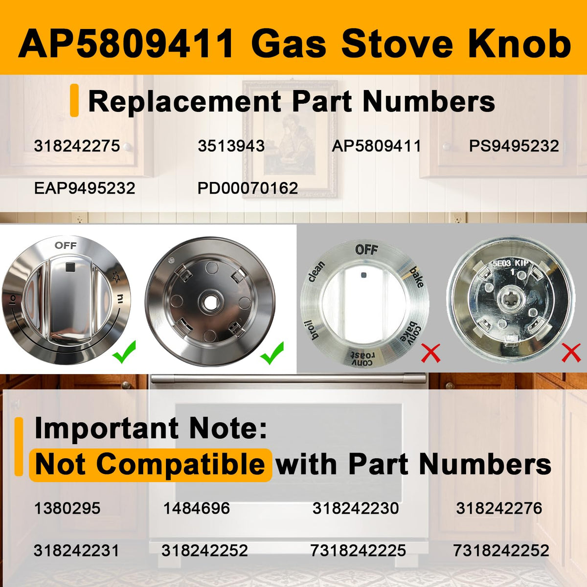Range Control Knob Replacement Compatible with Electrolux Cooktop E30DF74TPSA E30GF74TPSA E30GF74TPSB E36DF76TPSB Gas Range Knob Replace#: 318242275 3513943 AP5809411 PS9495232 EAP9495232