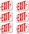 6 Pack Commercial Red Double-Sided LED Exit Sign 90 Min Backup