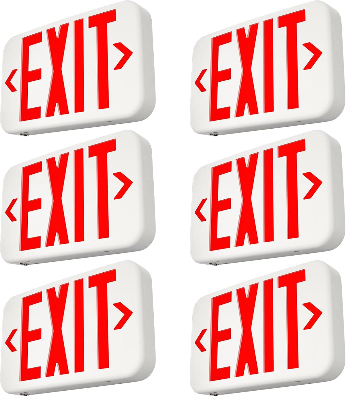 6 Pack Commercial Red Double-Sided LED Exit Sign 90 Min Backup