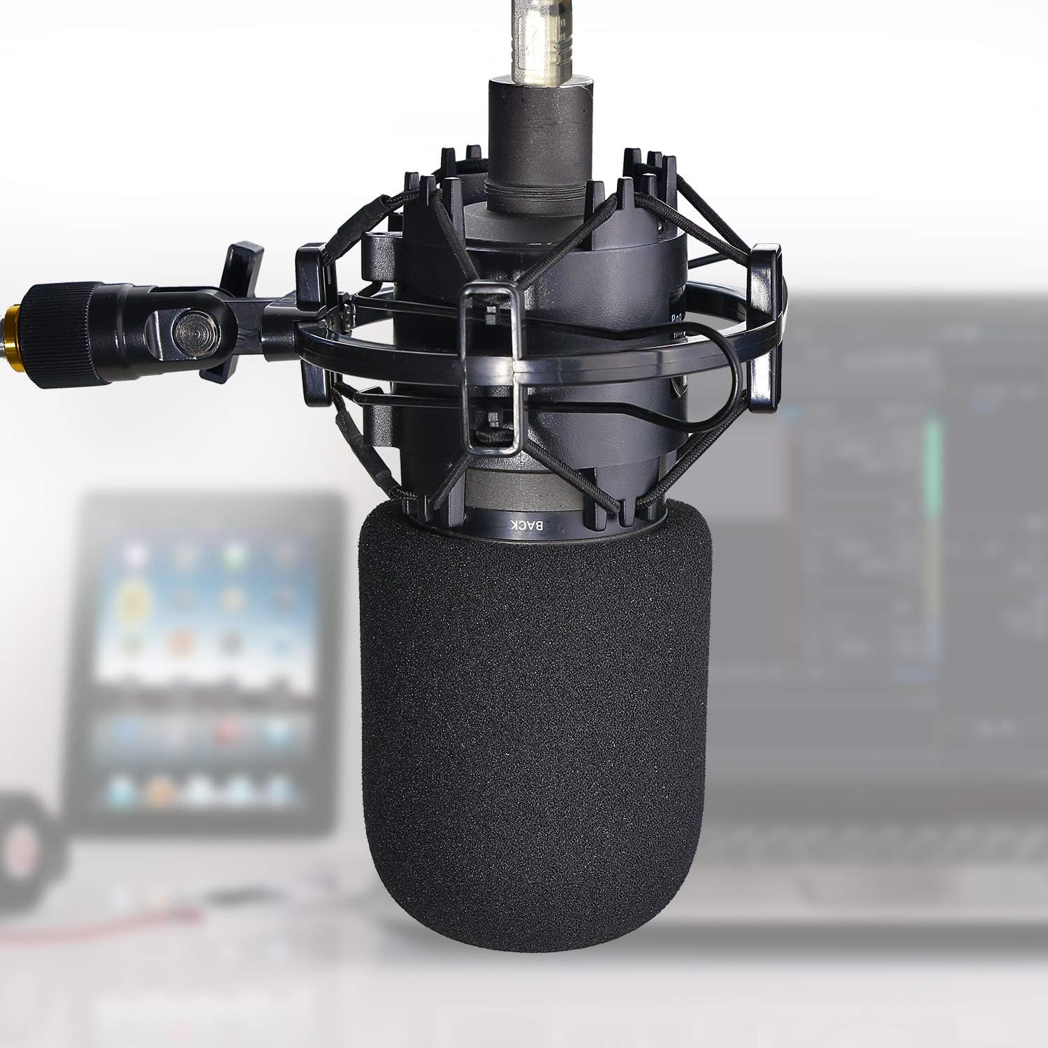 AT2020 Shock Mount with Windscreen, Shock Mount Stand with Foam Pop Filter for Audio Technica AT2020 AT2035 AT4040