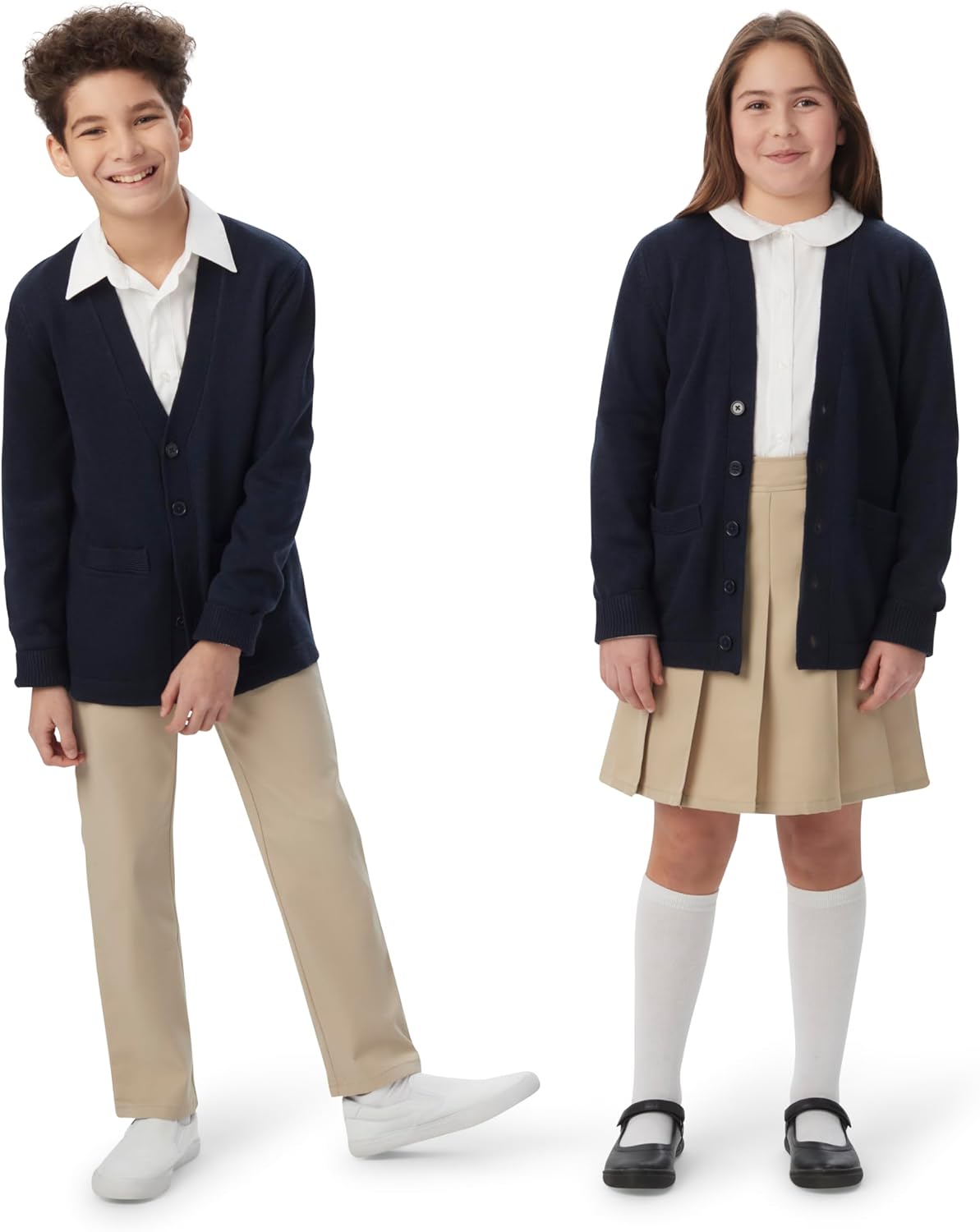Unisex Anti-pill V-neck (Standard & Husky) School Uniform Cardigan Sweater
