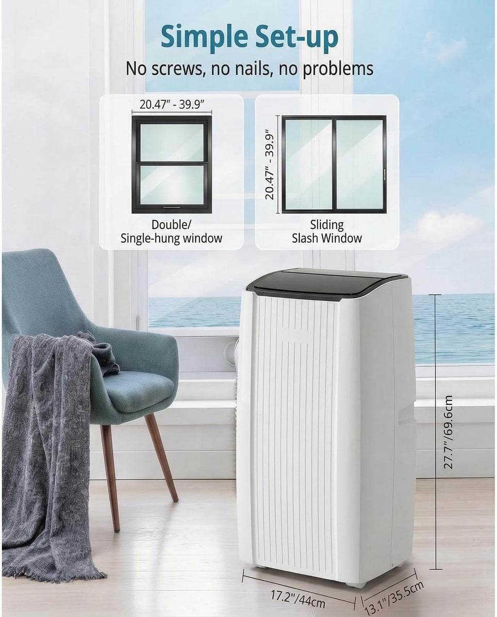 Portable Air Conditioner, 14000 BTU Portable AC Unit with Dehumidifier, Fan and Remote Control, Energy Efficient