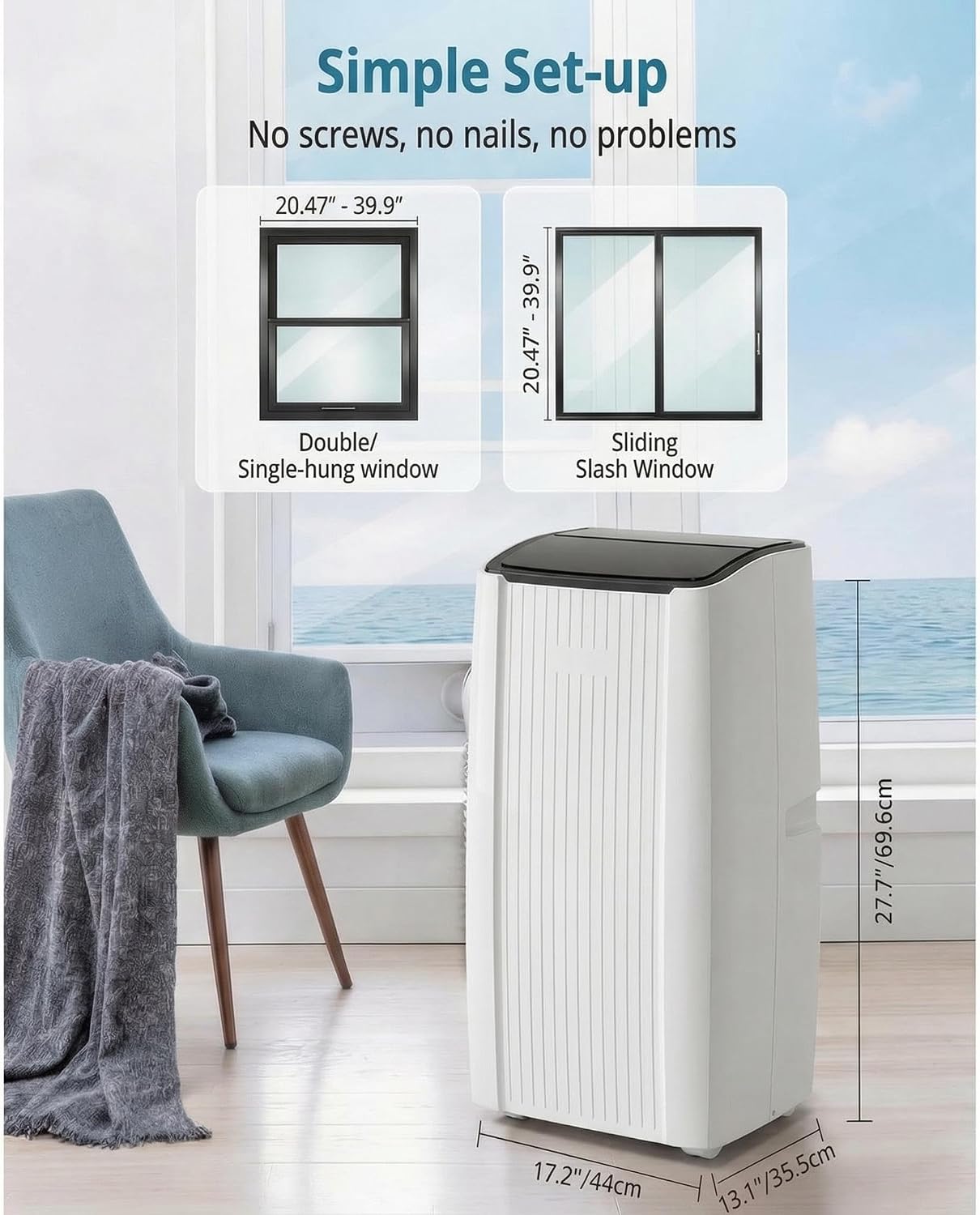 Portable Air Conditioner, 14000 BTU Portable AC Unit with Dehumidifier, Fan and Remote Control, Energy Efficient