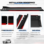 2PCS Universal Car Side Skirts, 86.6" Side Skirts Splitter Lip