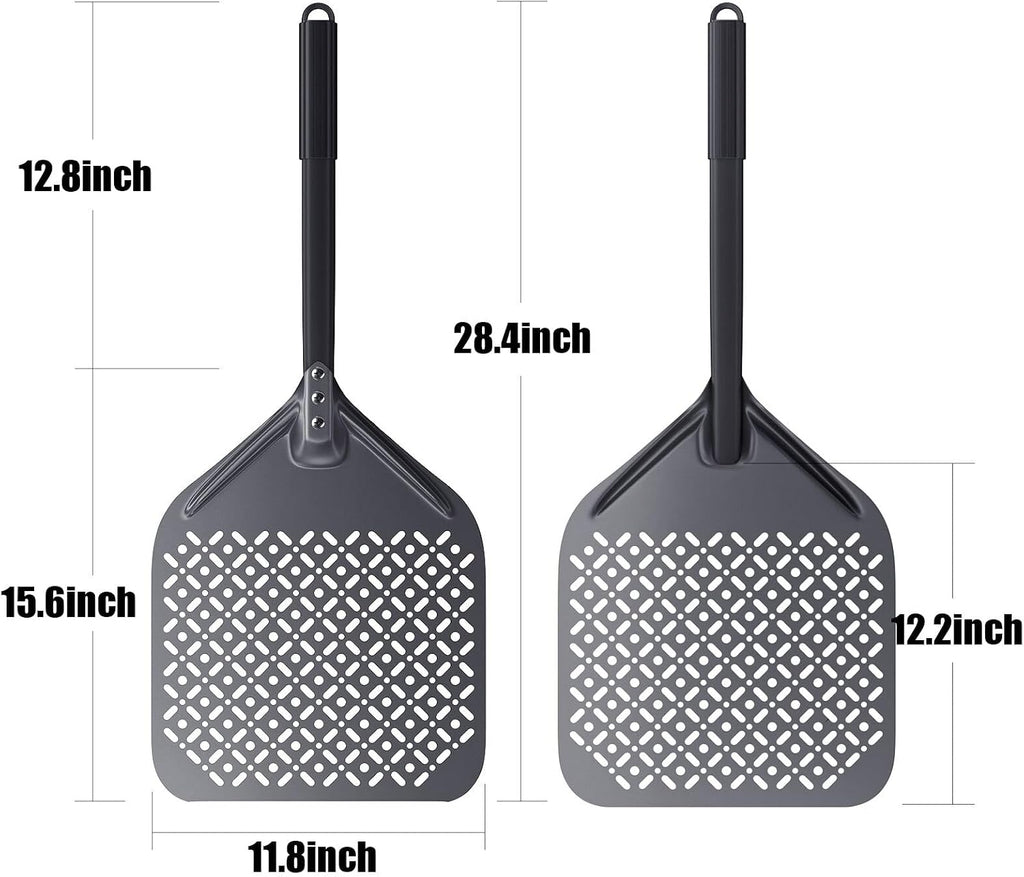 12 Inch Rectangular Pizza Peel, 12" x 14" Perforated Anodized Aluminum Pizza Turning Peel, Pizza Turning Paddle, 28.4
