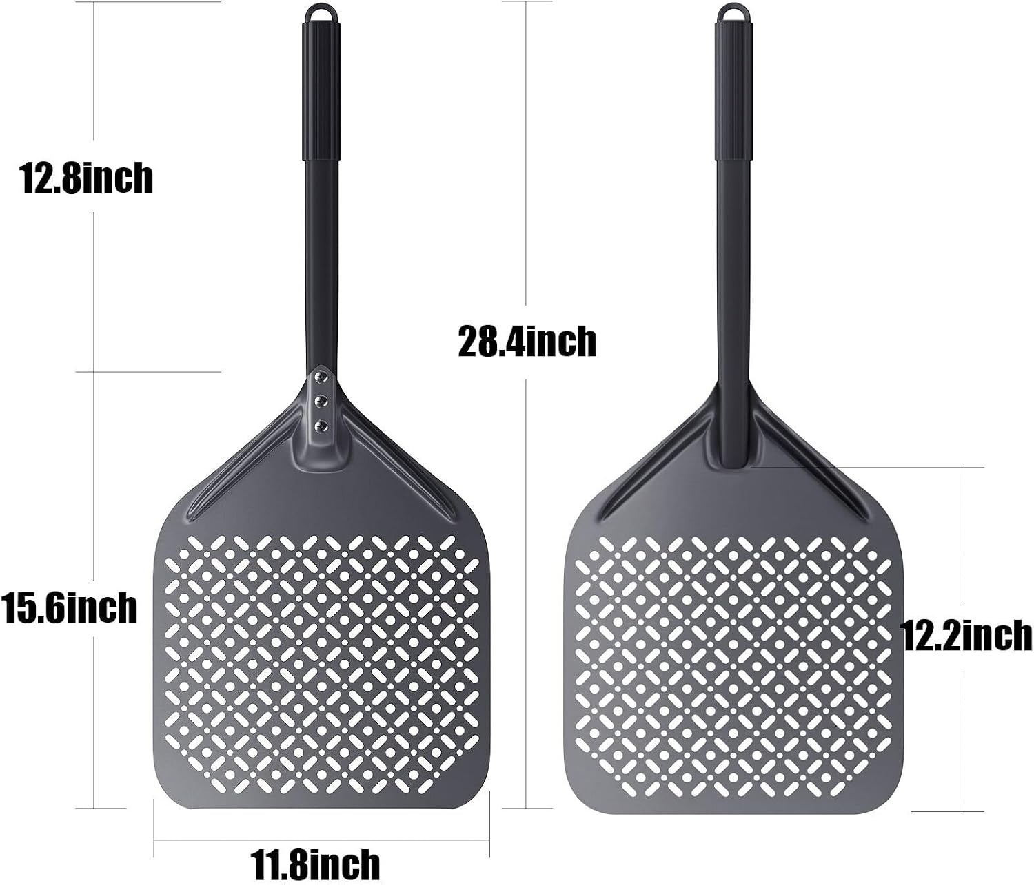 12 Inch Rectangular Pizza Peel, 12" x 14" Perforated Anodized Aluminum Pizza Turning Peel, Pizza Turning Paddle, 28.4