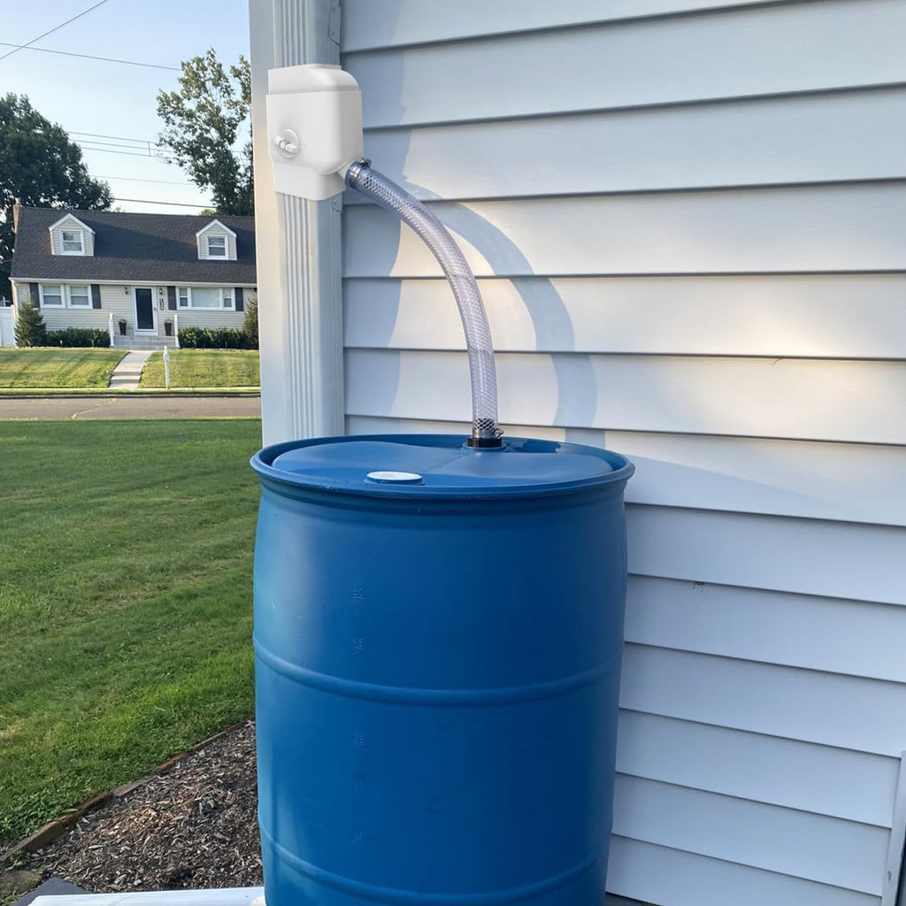 Gutter Downspout Diverter with Built-in Filter Screen,White