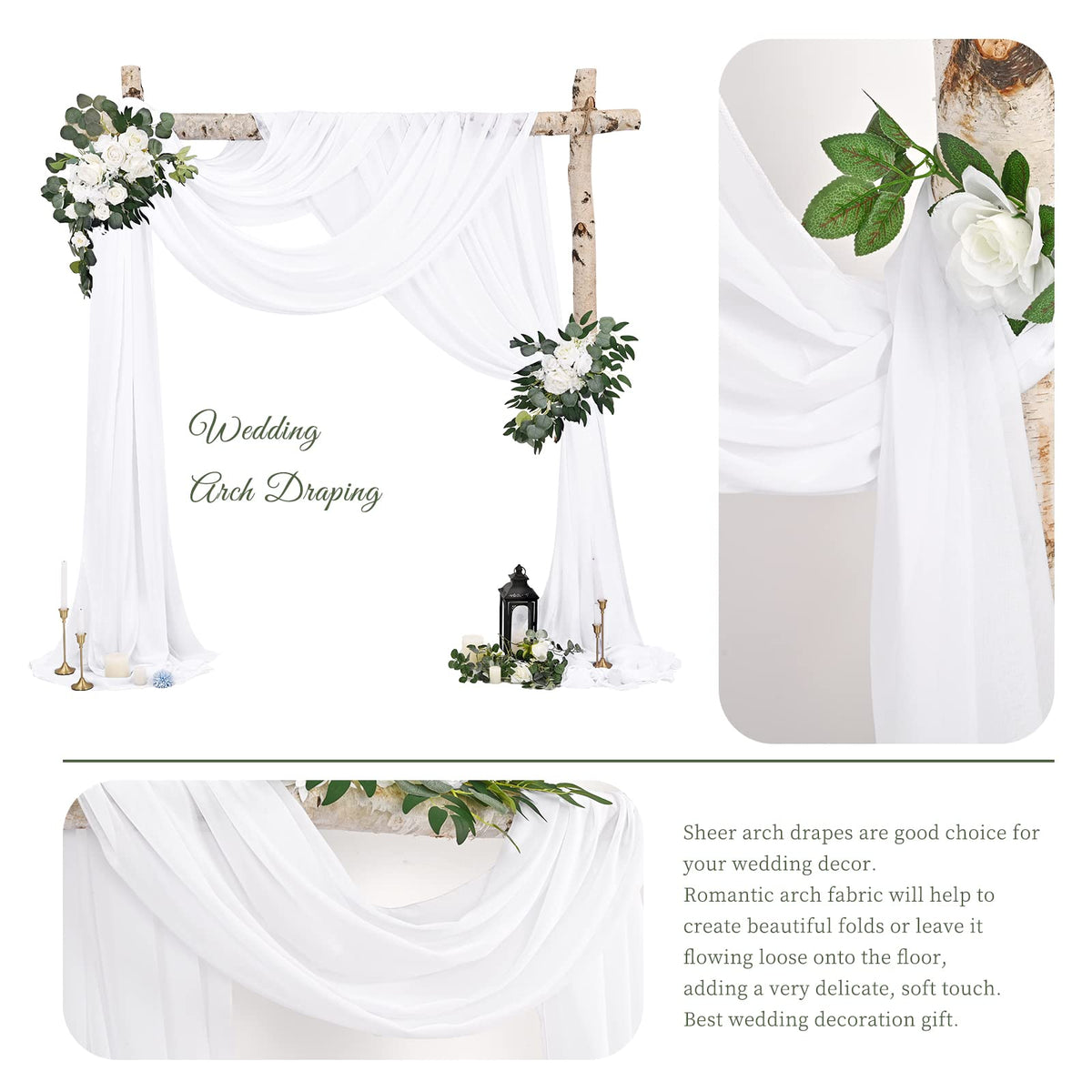 Wedding Arch Draping Fabric White Chiffon Fabric Drapes