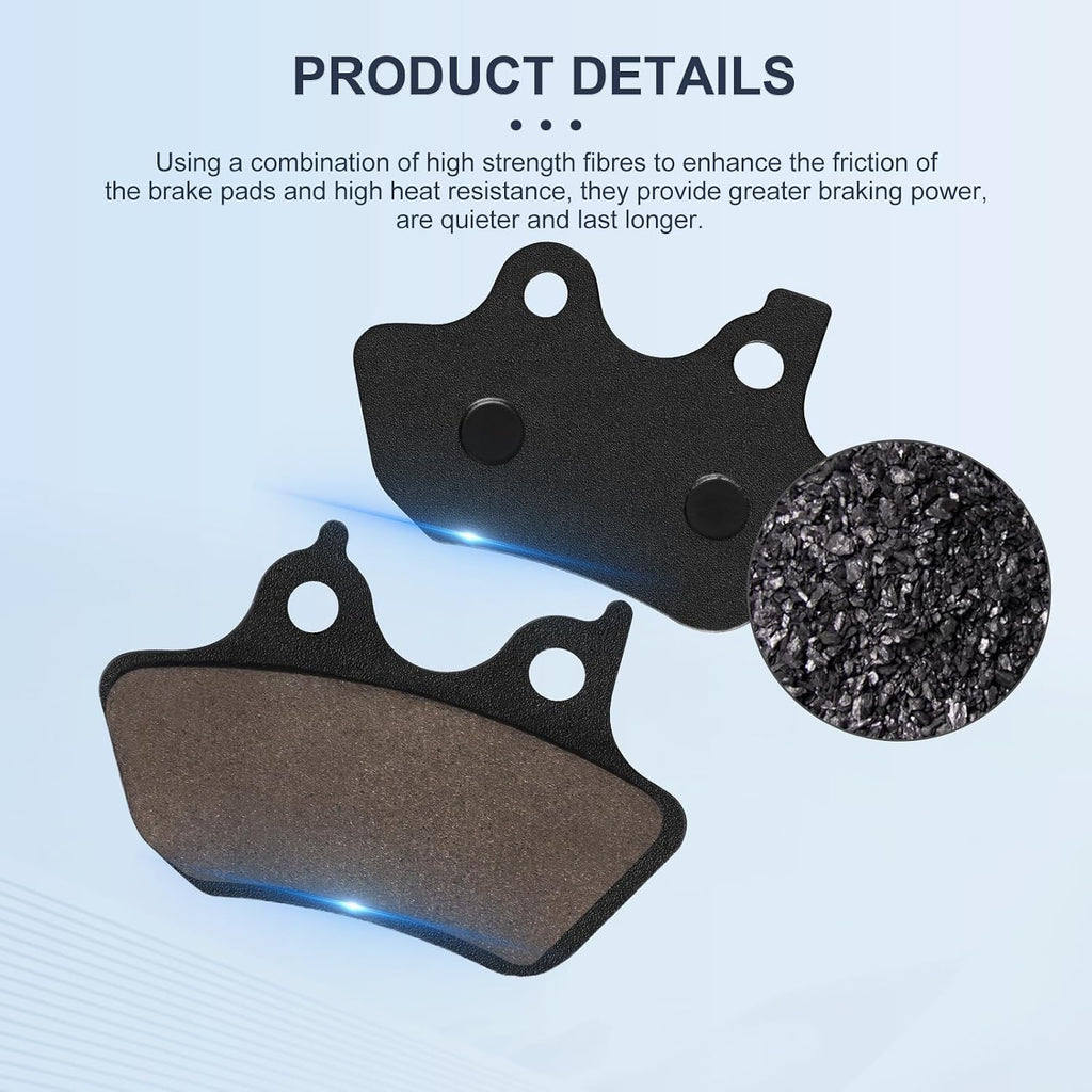 Front & Rear Brake Pads for Harley Davidson Softail, FLSTC Dyna Heritage Classic Softail, Super Glide, Wide Glide, Fat Boy, Low Rider, Sportster, Night Train, 2000-2007