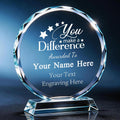 Custom Crystal Trophy Award, Personalized Awards and Trophies, Plaque Engraved w/Logo Text, Employee Recognition