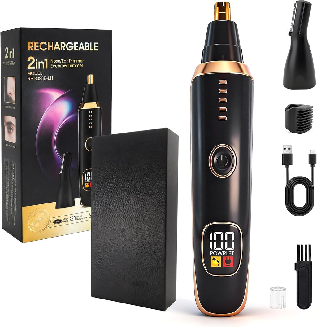 Nose and Ear Hair Trimmer for Women Men,2 in 1 LED Display Eyebrow Hair Trimmer with USB Rechargeable,2026 Portble