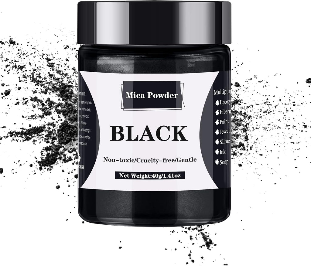 40g Mica Powder for Epoxy Resin - Pigment Dye for Resin etc. (Black)