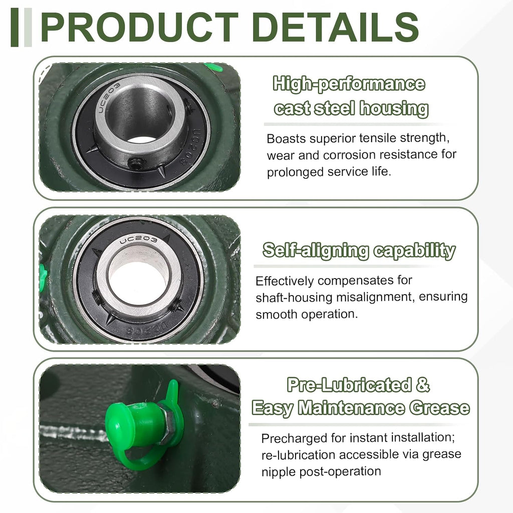 uxcell UCF203 Pillow Block Bearings, 17mm Bore Self Alignment, (ABEC3)