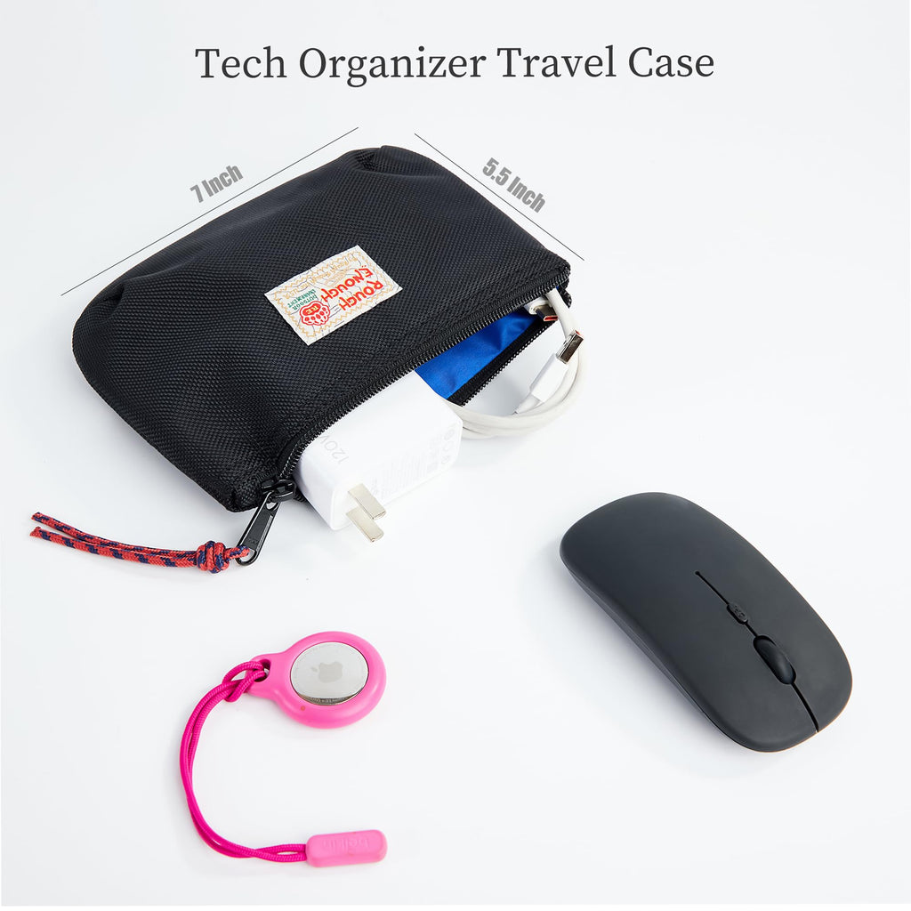Rough Enough Small Tech Storage Pouch EDC Travel Cable Organizer, Black