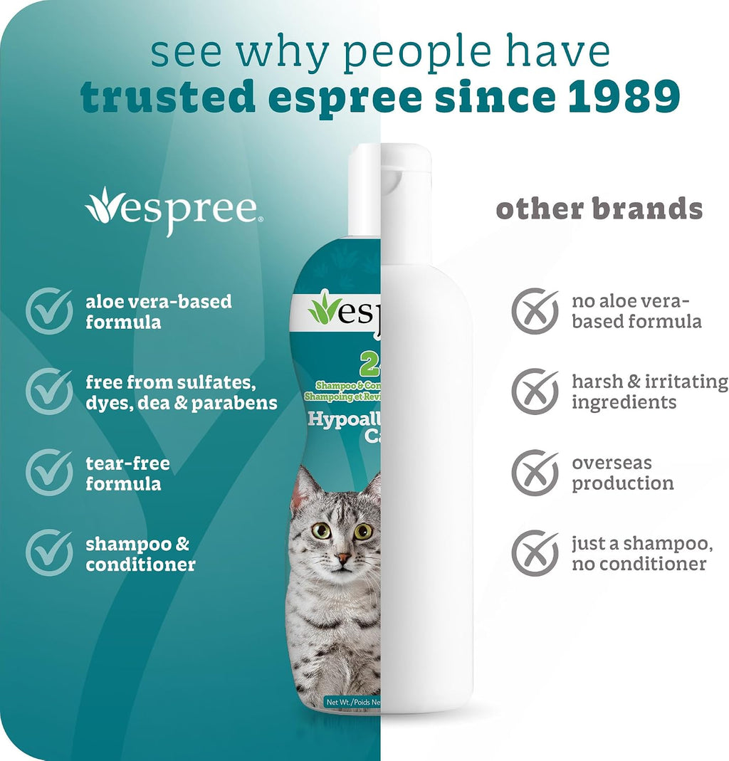 Hypoallergenic Cat Shampoo & Conditioner, Sensitive Skin, 12oz