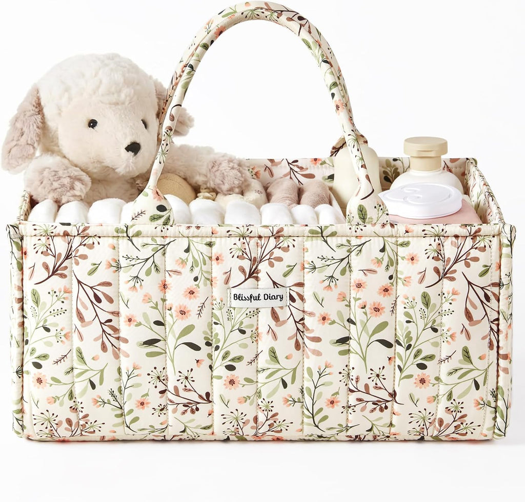 Floral Diaper Caddy Organizer, Stylish Nursery Storage Basket, Diaper Bag,Gift for Baby Shower, Baby Registry Must