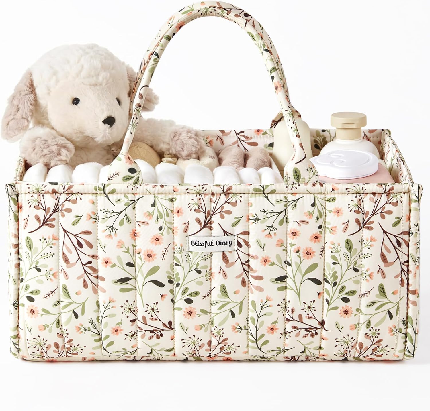 Floral Diaper Caddy Organizer, Stylish Nursery Storage Basket, Diaper Bag,Gift for Baby Shower, Baby Registry Must