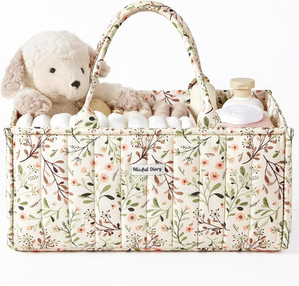 Floral Diaper Caddy Organizer, Stylish Nursery Storage Basket, Diaper Bag,Gift for Baby Shower, Baby Registry Must