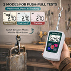 Digital Force Gauge High-Precision Push-Pull Meter for Tension & Compression Testing Units (N, kg, lb, oz) Real-Time/Peak/First Peak Modes Ideal for Quality Control & Material Testing 5N