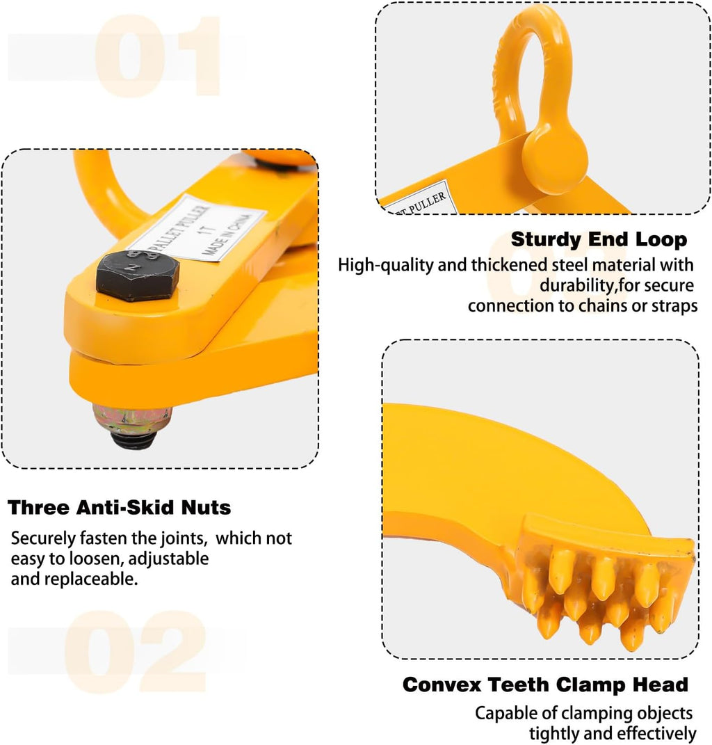 Pallet Puller,1T/2205 LBS Capacity Pallet Jack Puller,Heavy Duty Single Scissor Clamp for Forklift Chain,Pulling