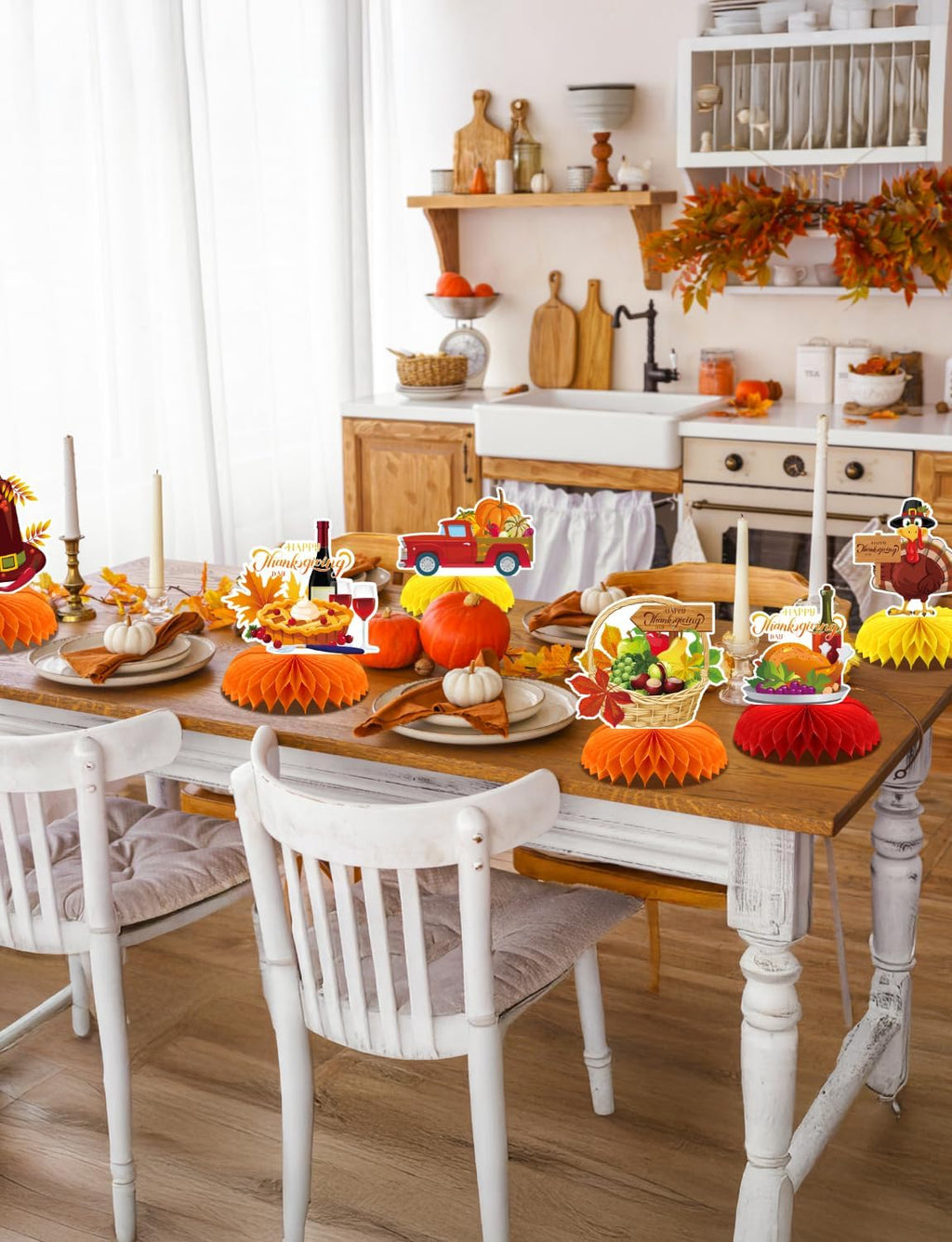 Thanksgiving Table Decorations, Fall Table Decorations for Autumn Harvest | 9Pcs Fall Centerpieces for Tables, 3D