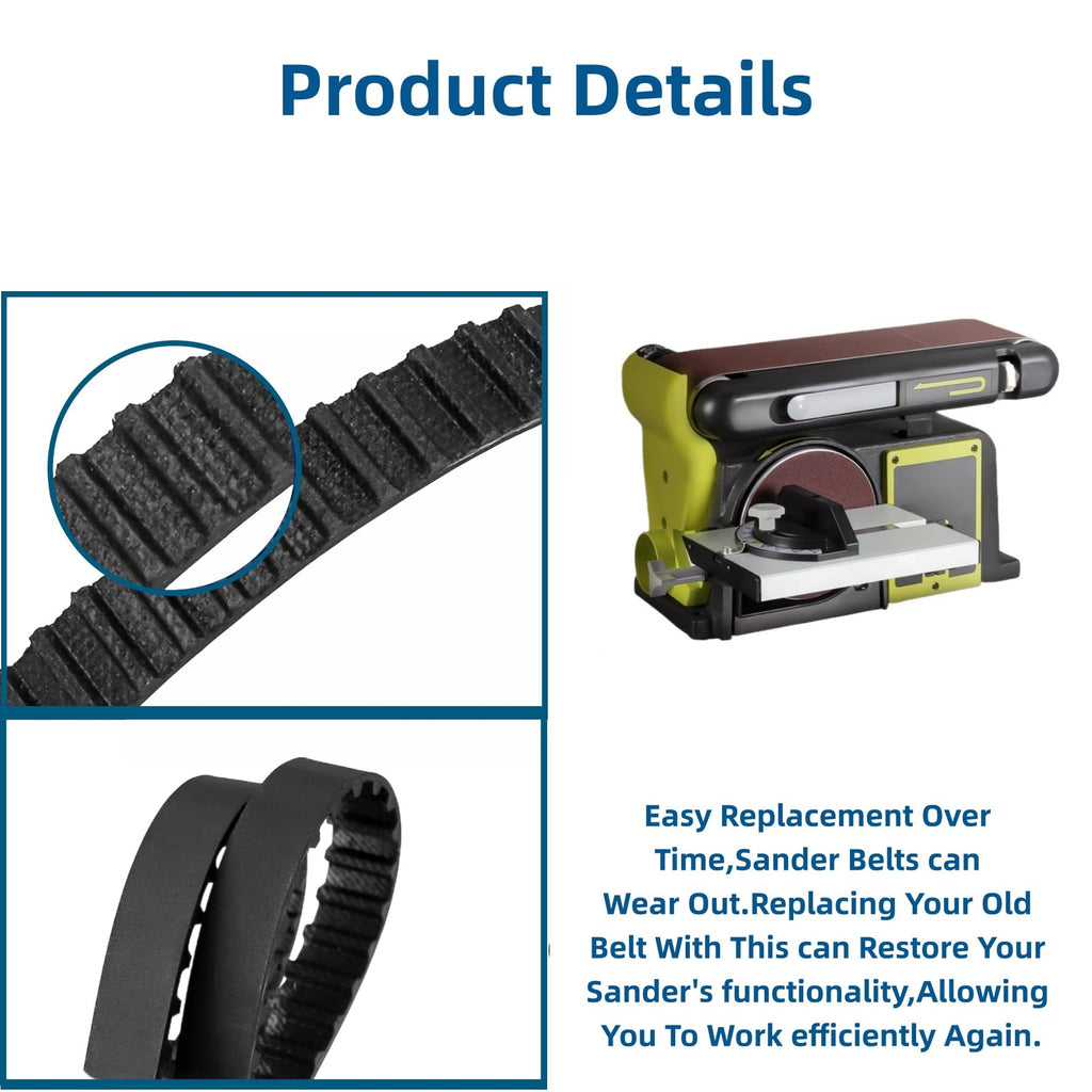 2 Pack BD46075 Cog Drive Belt for Ryobi BD4601 BD4600 Disc Sander
