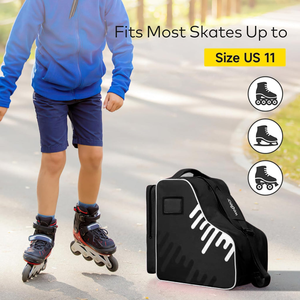 Large Capacity Skate Bag for Adults With Adjustable Shoulder Strap - Nylon Carry Bag for Roller, Ice, and Inline Skates