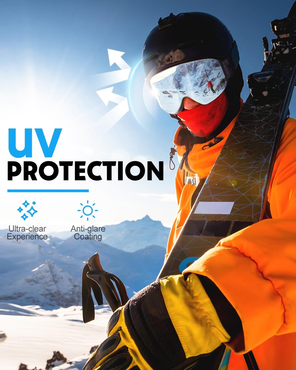 Ski Goggles, Snowboard Goggles with 2 UV400 Anti-Fog Detachable Magnet Lenses for Men & Women Adult