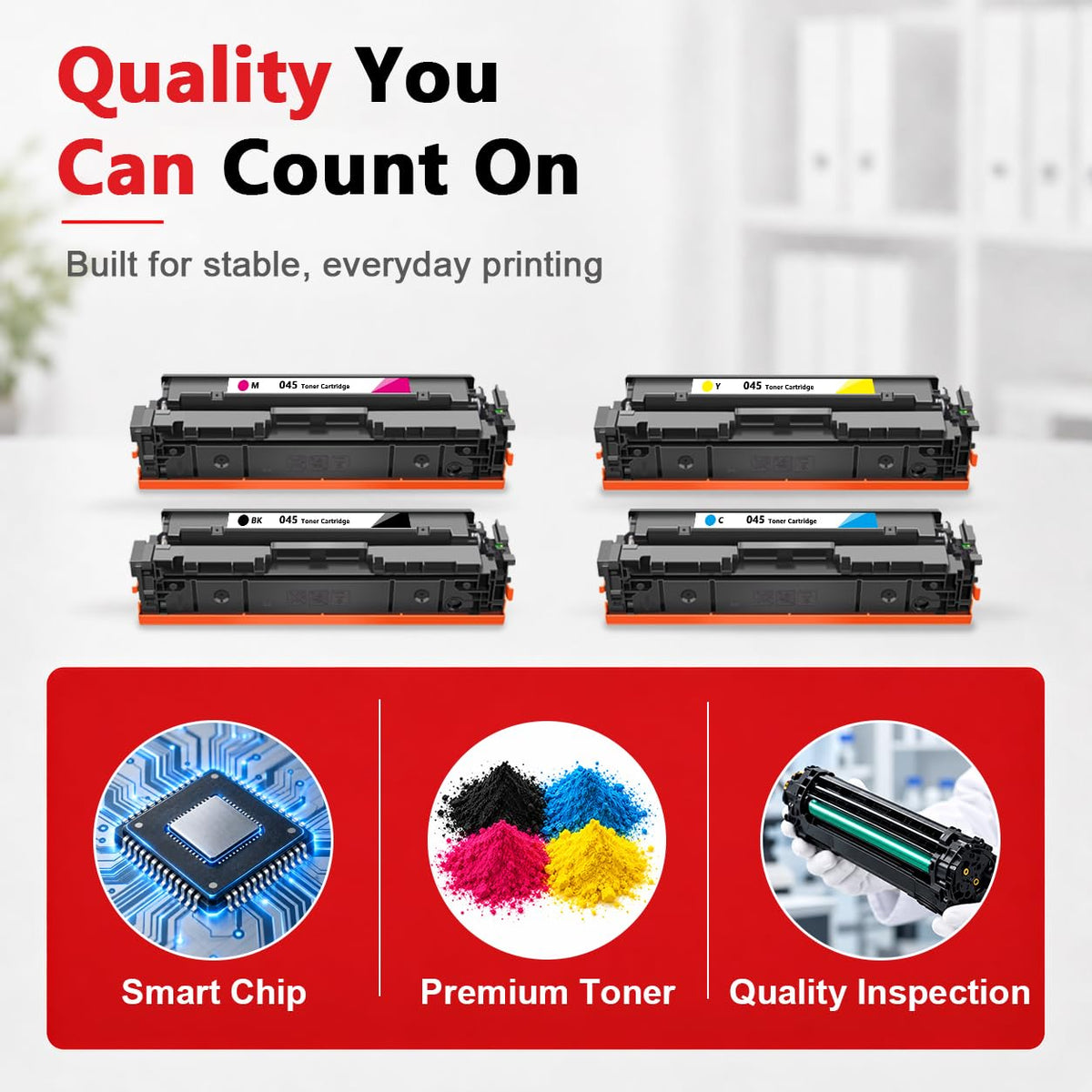 045 Toner Cartridges Compatible for Canon 045 CRG045 (4-Pack,BK/C/M/Y)