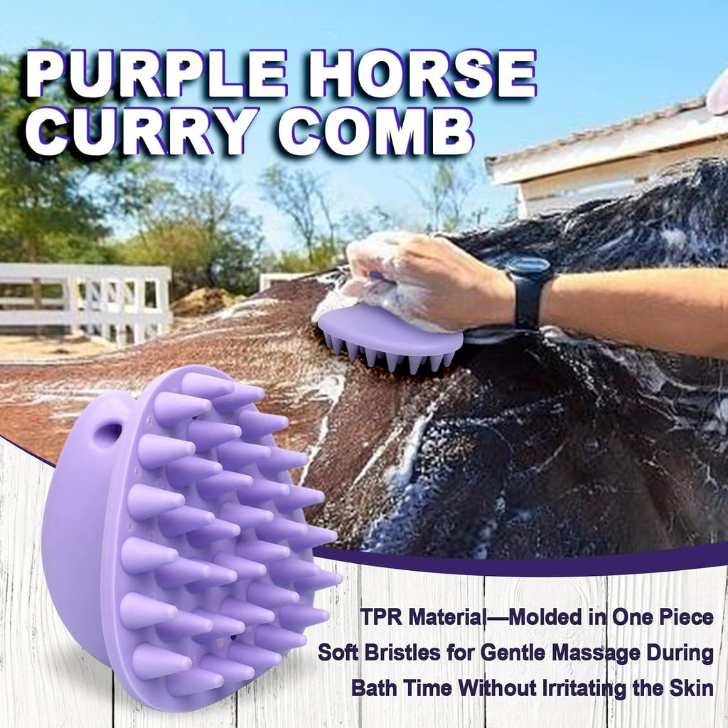 Purple Horse Curry Comb Horse Brush for Shedding&Bathing&Massage