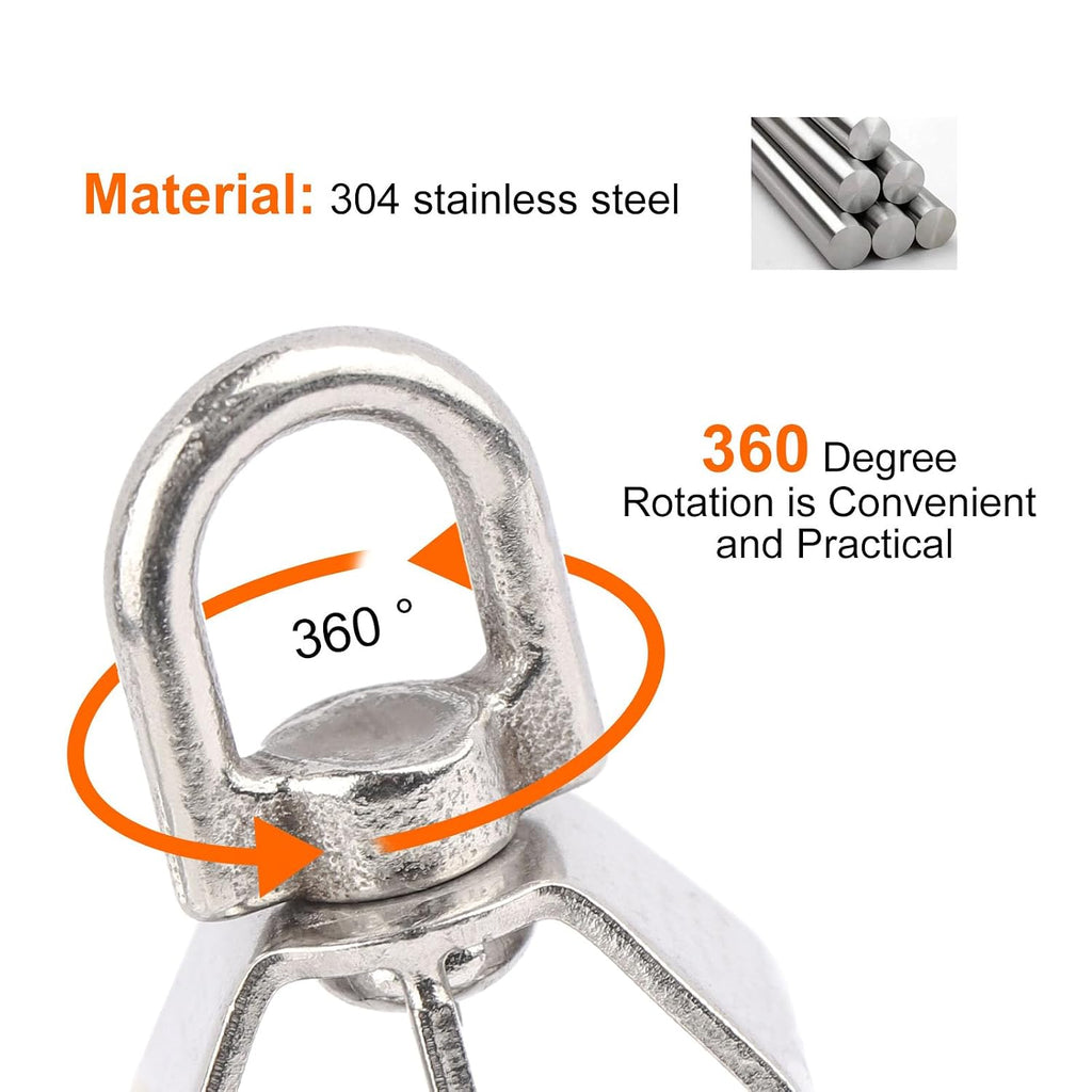 2PCS M25 Double Sheave Pulley Block 304 Stainless Steel Lifting Crane Swivel Hook