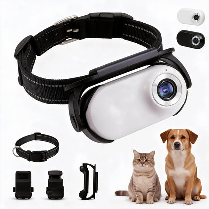 Mini Body Camera with Collar for Dogs and Cats, Audio/Video(White, 64, GB)
