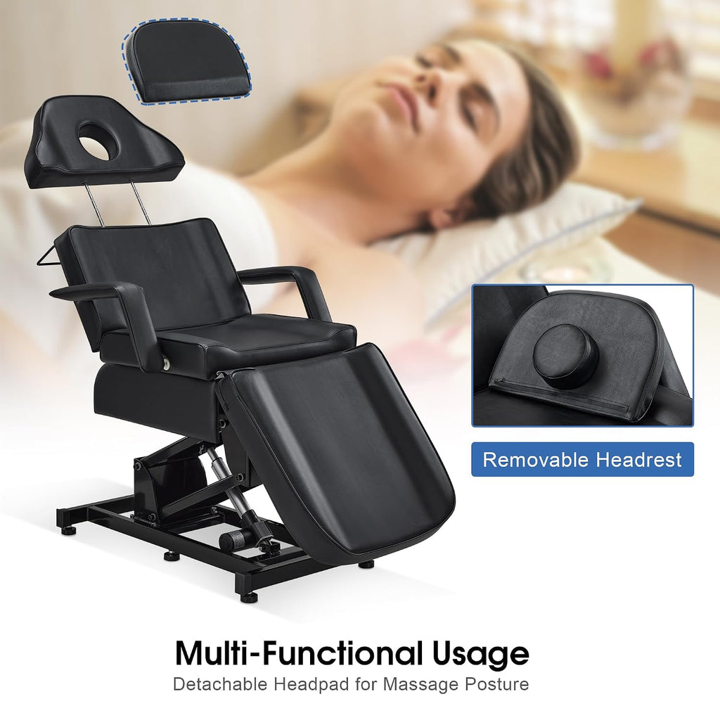 3-Motor Electric Tattoo Chair Salon Massage Facial Bed Black 2751